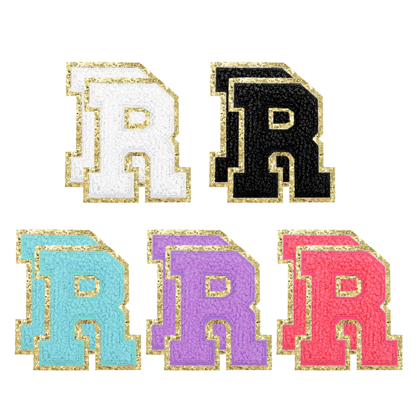 PATIKIL Opstrijkbare letterpatches, 3 stuks chenille-glitters