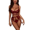 thumbnail image 1 of Conjunto de lencería para mujer transparente Push Up correas ajustables recorte cintura alta calzoncillos sujetador Panty Kit, 1 of 7