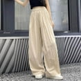 thumbnail image 6 of ZACPNCV Girls Wide Leg Pants Lightweight Casual Elastic High Waist Straight Leg Loose Trousers Khaki 6-7 Years, 6 of 7