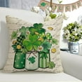 thumbnail image 4 of St. Patrick''s Day Decorative Throw Pillow Covers 16 x 16 Set of 4, Lucky Charm Blessed Shamrock Clover Outdoor Pillowcase, Gold Coins Mason Jar Kiss Me I''m Irish Cushion Case Home Decor, 4 of 5