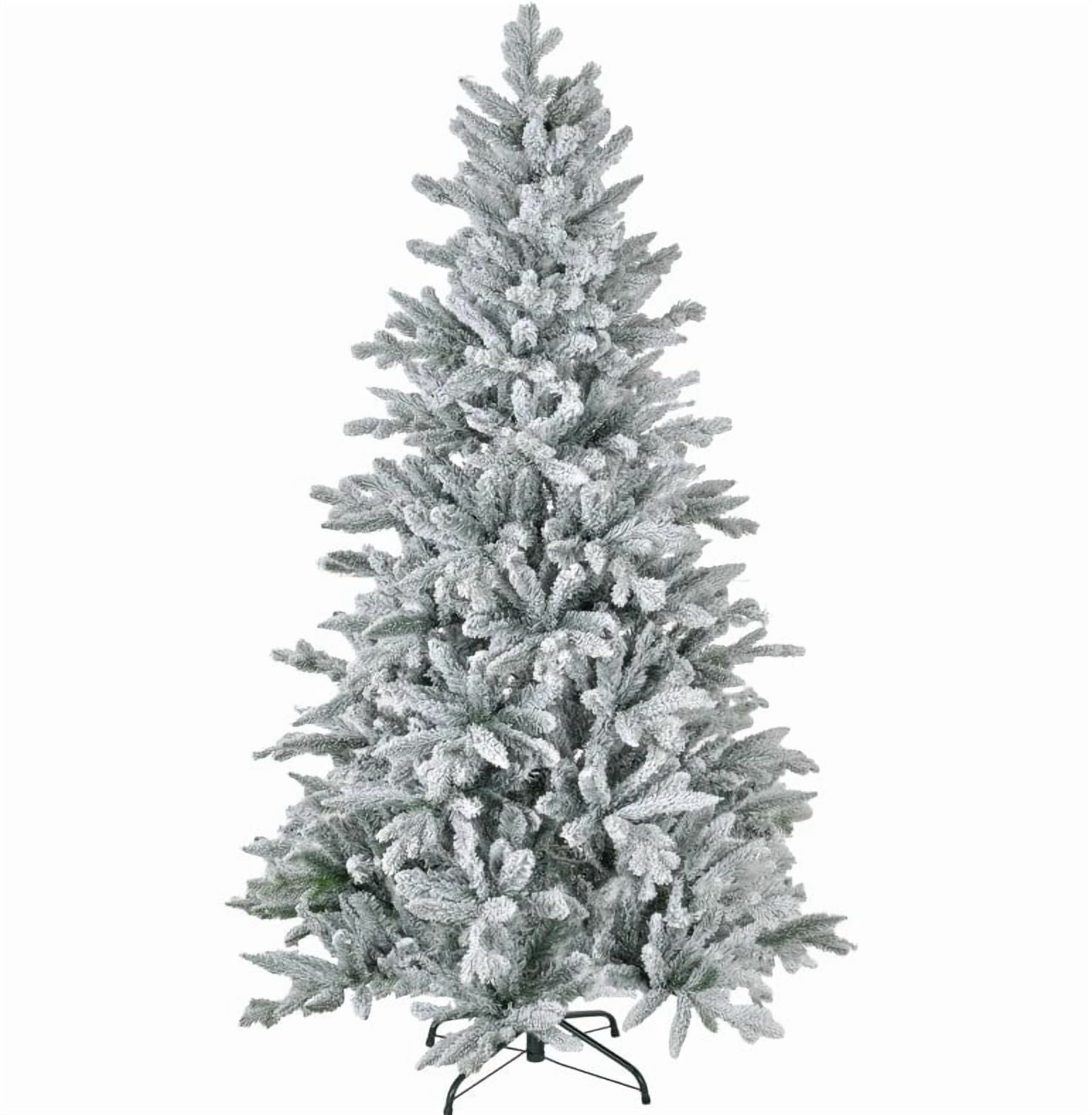 6ft Snow Flocked Christmas Tree 994 Tips Quick Setup Flame Retardant Indoor Holiday Decor