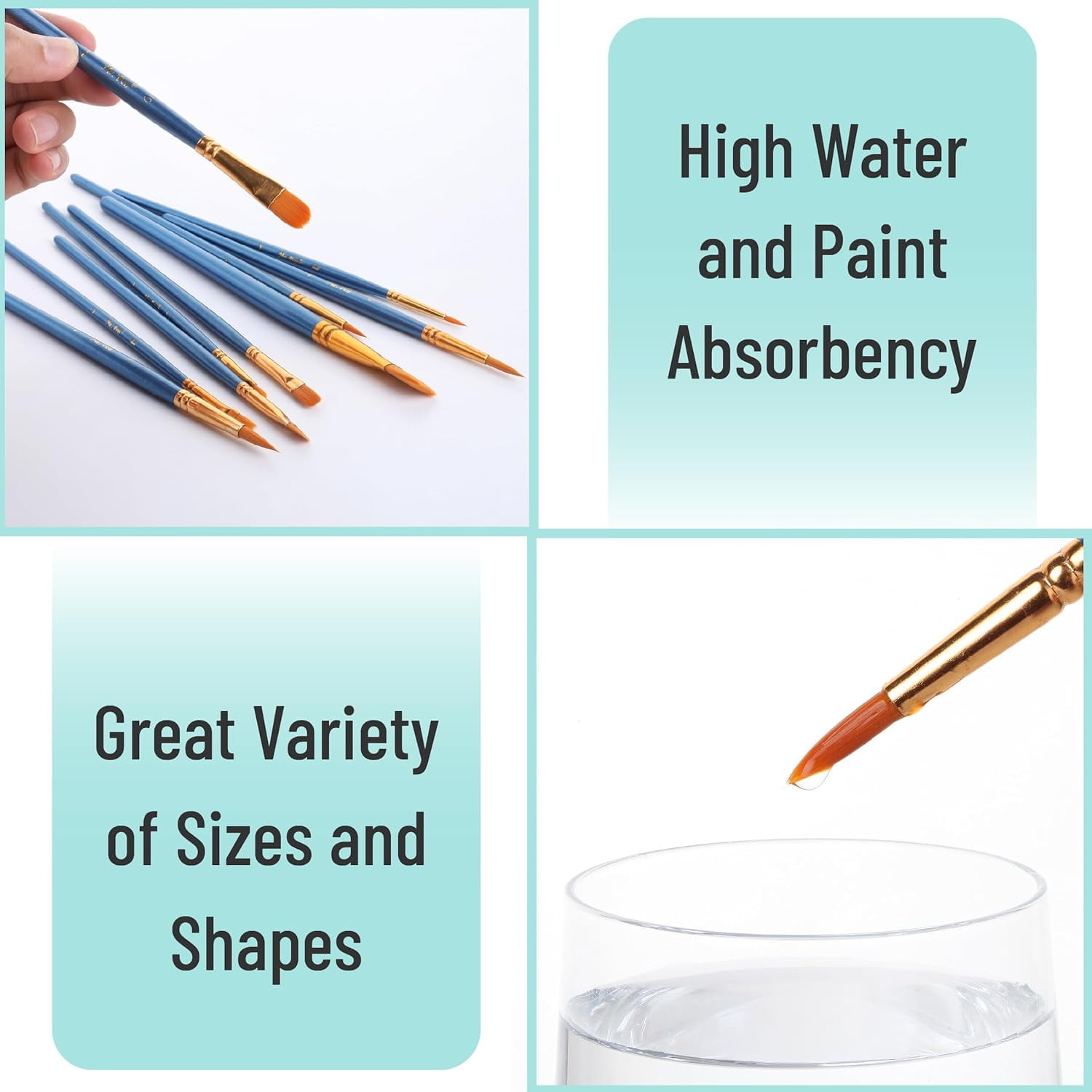JJEAN-- Paint Brushes, 100 pcs, Paint Brushes for Acrylic Painting, Paintbrushes Bulk