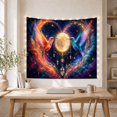 thumbnail image 5 of Moon Stars Two with Iridescent Hummingbirds Facing Each, Mystical Fantasy for Space Lovers, Galaxy Room Decor, Housewarming Gift, Tapestry Wall Hanging for Bedroom and Dorm, 5 of 7