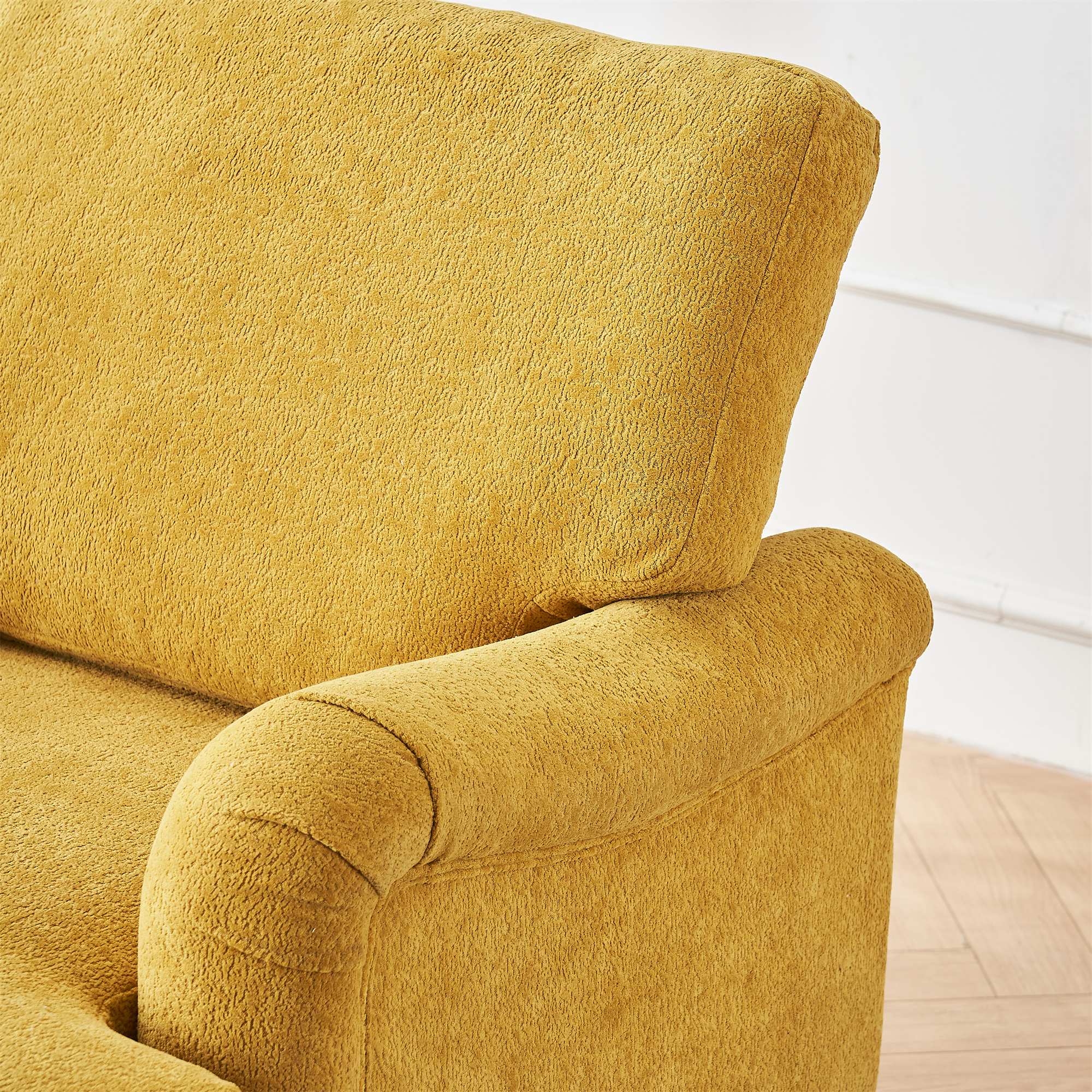 Aukfa Modern Oversized Chaise with Adjustable Backrest, Sleeper Chair Sofa Recliner for Living Room, Yellow