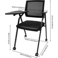 thumbnail image 2 of Conference Room Chair, 2Pcs Ergonomic Foldable Reception Chair High Load Bearing Armchair Portable Bouncing Back Office Chairs with Tabletop&Casters for Conference Halls Schools Step Classrooms, 2 of 9