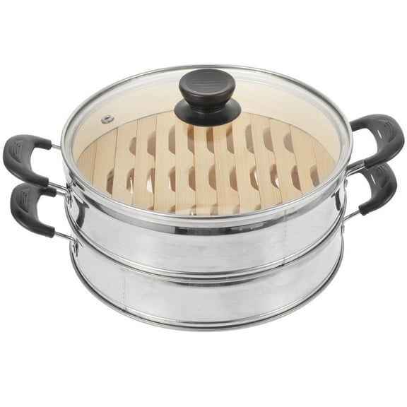 Milisten Stainless Steel Steamer Baskets with Lid Silver 1 Set