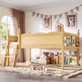 thumbnail image 2 of Leumius Twin Size Loft Bed with Full-Length Guardrails, Solid Wood Low Loft Bed with Ladders and Beside Book Shelf, Chic Shape and Low Profile Design for Boys Girls Natural, 2 of 9