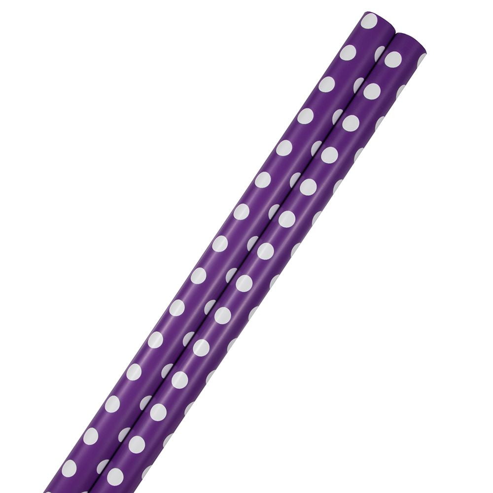 JAM Paper Polka Dot Wrapping Paper, 50 Sq. ft Total Purple & White, 2 Rolls