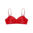 thumbnail image 4 of iiniim Women's Wet Look Faux Leather Wire-free Unlined Bra Top Triangle Bralette Underwear Red L, 4 of 7