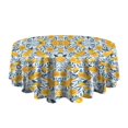 thumbnail image 5 of Yellow Lemon Fruit Leaves Blue Pattern Round Tablecloth 60"x60",Wrinkle Wipeable Table Cloth for Kitchen Dining Room Picnic Patio Party, 5 of 6