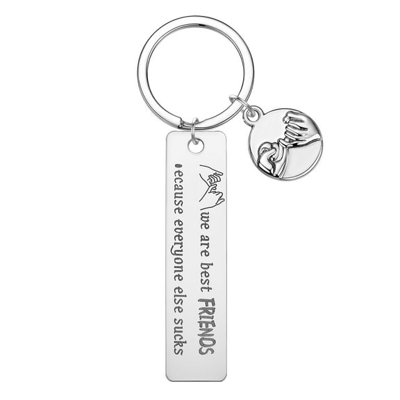 Engraved Best Friends Forever Metal Keychain Backpack Car Keyring Jewelry Stainless Steel Pendant Key Chain Gifts For BFF