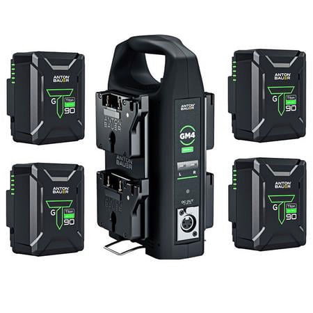 UPC: 0192223188693 | GM4 4-Position Micro Battery Charger  Gold Mount  Bundle with 4x Titon Micro 90Wh Gold Mount Batteries