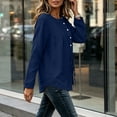 thumbnail image 5 of Klisyaur Womens Crew Neck Shirts Side Button Up Long Sleeve Tunic Tops Casual Loose Comfy Fall Winter Blouses, 5 of 8