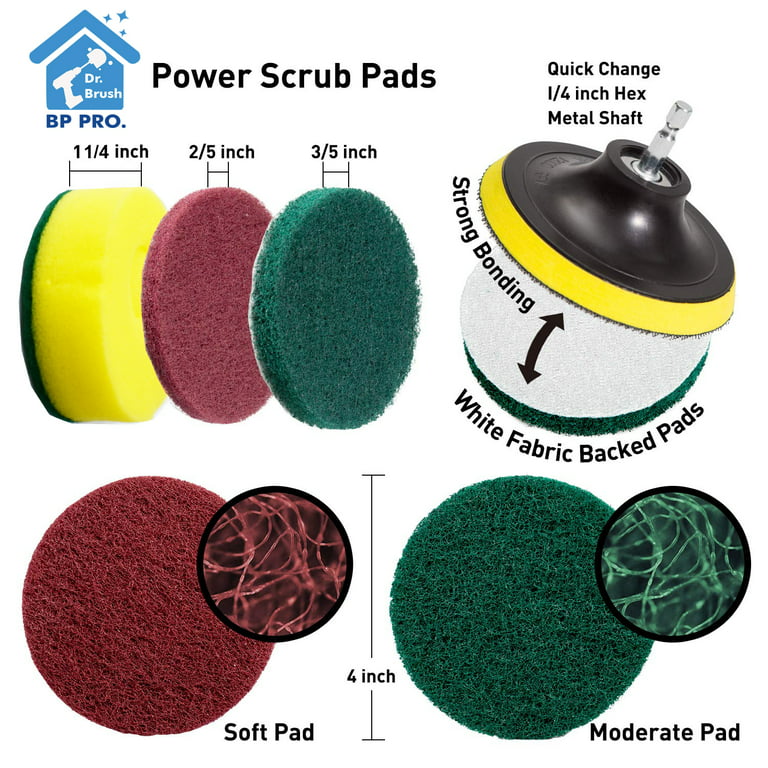 ProSMF Drill Brush Power Scrubber - Attachment for Bathroom - Shower - Bathtub - Sinks - Toilet - Grout - Medium Bristle, Men's, Yellow