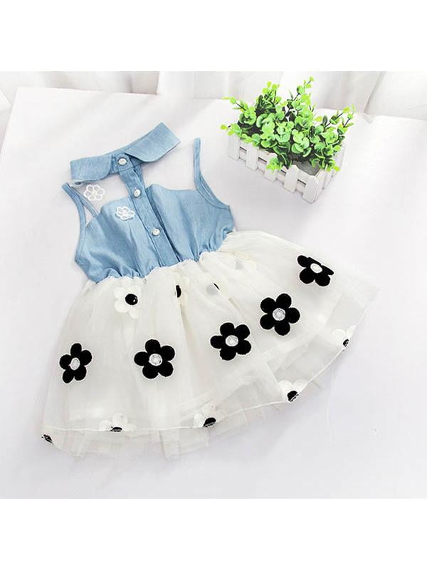 baby girl denim and tulle dress