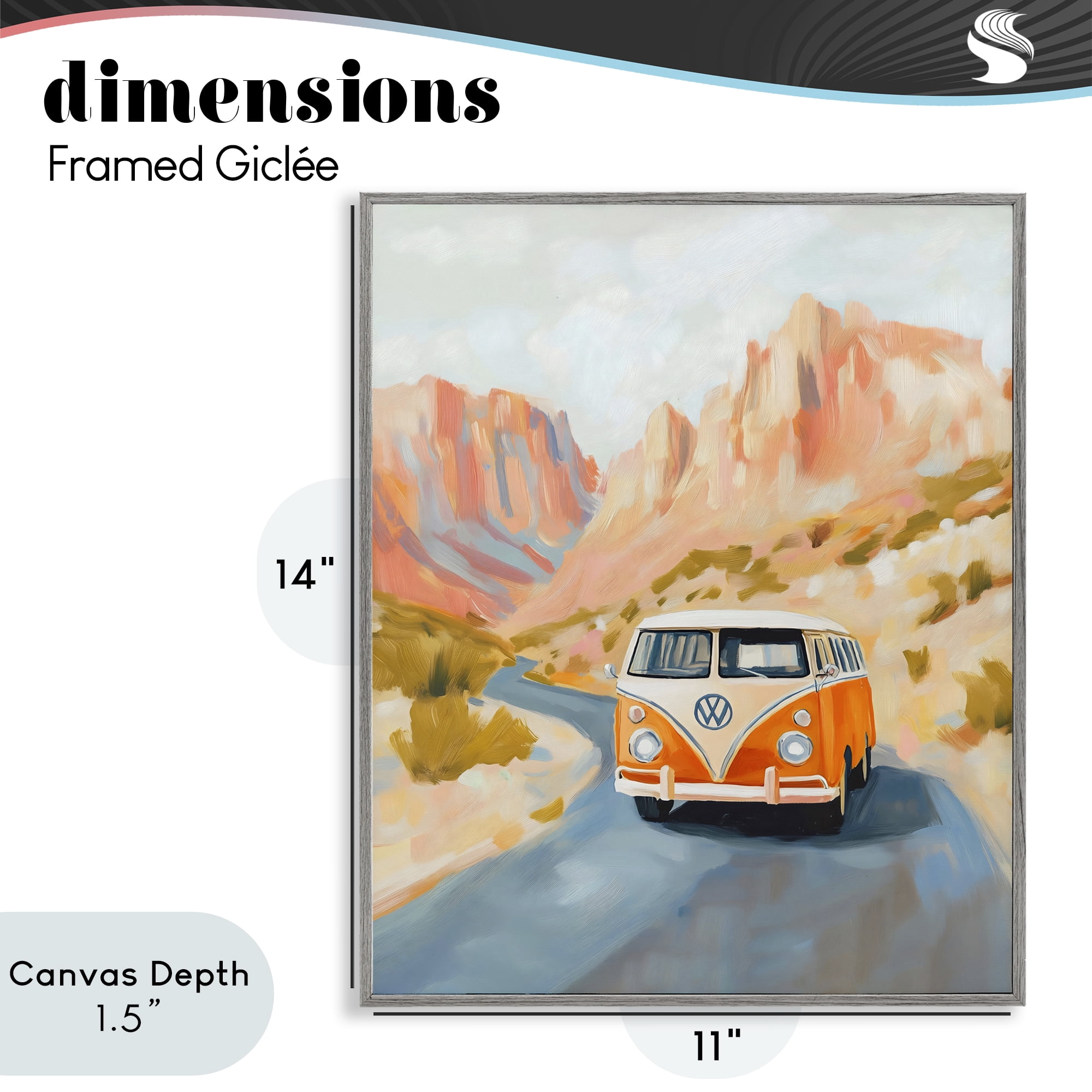 Stupell Industries Van Life Desert Canyon Gray Framed Giclee Art, design by The Prints Vibe
