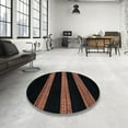 thumbnail image 3 of Ahgly Company Indoor Round Abstract Dark Brown Abstract Area Rugs, 6' Round, 3 of 6