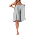 thumbnail image 2 of INSPIRE CHIC Women's Waffle Spa Wrap & Hair Towel Dress Body Wrap Robes Snap Closure Towelling Gym Shower Bathrobe One Size Gray, 2 of 6