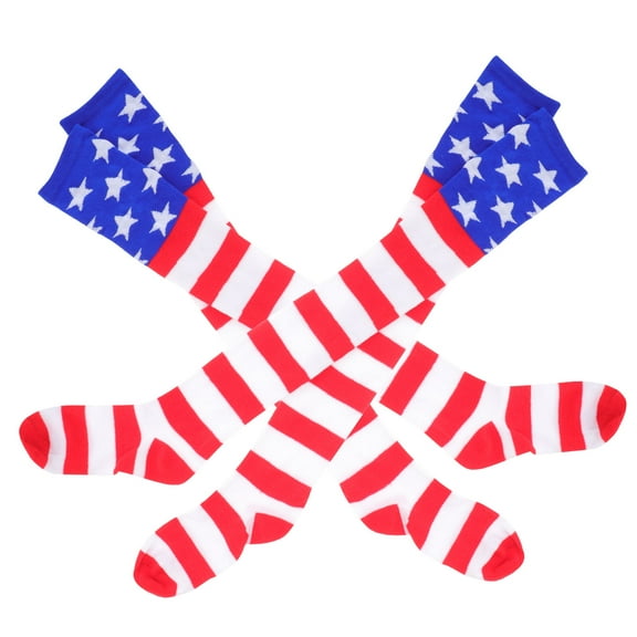 PAMINGONO 2 Pairs American Flag Socks in Thigh for Women and Girls for Festivals and Holidays