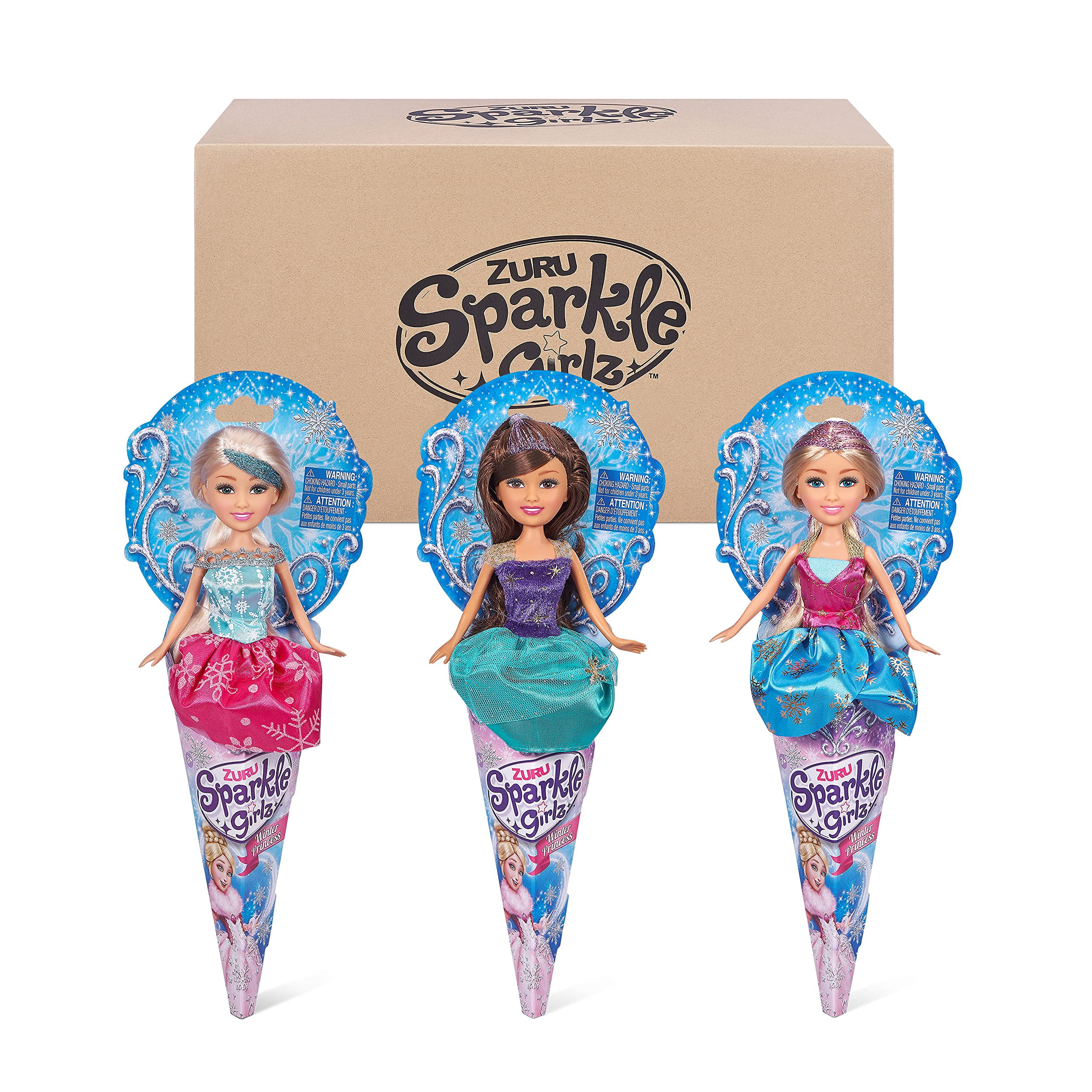 Sparkle Girlz 10.5" 3 Pack Combo by ZURU Winter Princess Dolls Set