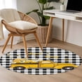 thumbnail image 4 of Round Rug 3.3Ft Washable Non-Slip, Yellow Truck Circle Area Rugs for Living Room Bedroom, Farmhouse Bee Daisy Black White Buffalo Plaid Indoor Floor Mats Carpet Runner for Home Decor Aesthetic, 4 of 8