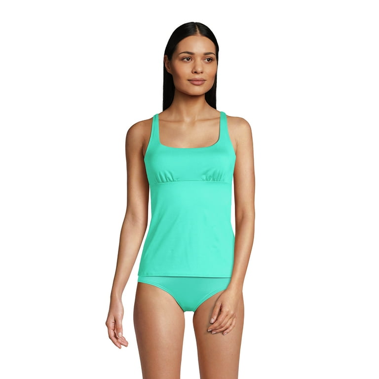 Lands' End Women's DD-Cup Chlorine Resistant Square Neck Underwire Tankini  Swimsuit Top Adjustable Straps