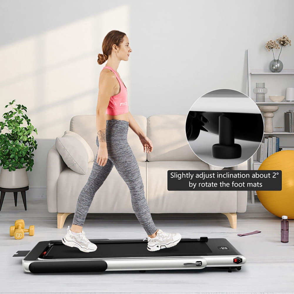 Yardi Yard 2.25HP 2 in 1 Folding Treadmill with APP Speaker Remote Control-Silver, Treadmill for Walking & Running