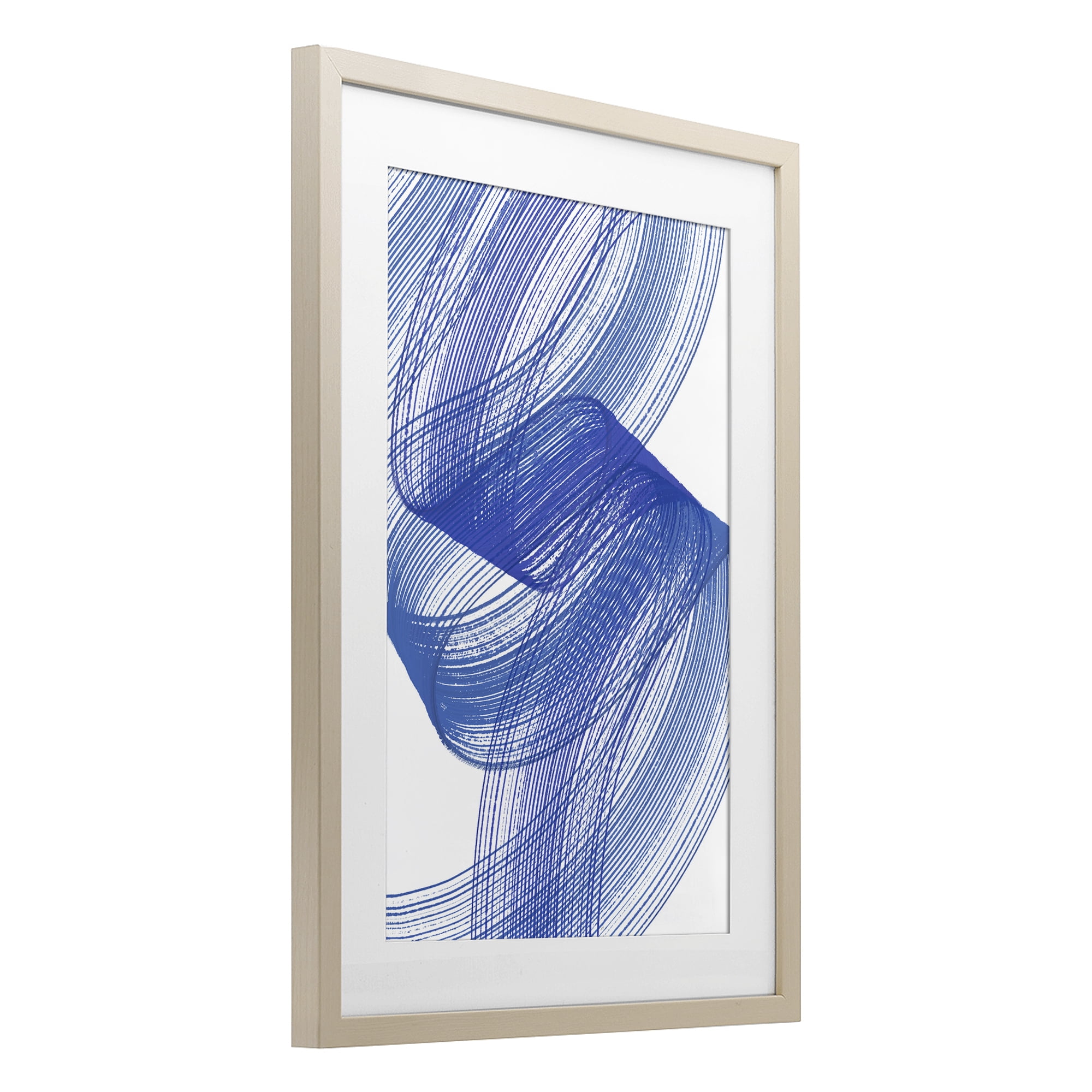 Stupell Industries Blue Lines Flowing In Motion Birch Framed Print Under Glass, design by Martina Pavlova