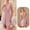 #180-Pink, variant on Women's Lace Trim Sleeveless V-Neck Satin Slip Nightgown, Lace-Trimmed Satin Nightdress for Homewear and Sleepwear