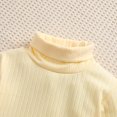 thumbnail image 2 of Qiylii Baby Solid Color Romper, High Collar Long Sleeve Ribbed Bodysuit, 2 of 7