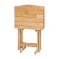 thumbnail image 6 of (3 pack) (3 pack) Mainstays TV Tray Table Set, 3-Piece with 2 Folding Rubberwood Trays and Storage Rack, Natural, 6 of 13