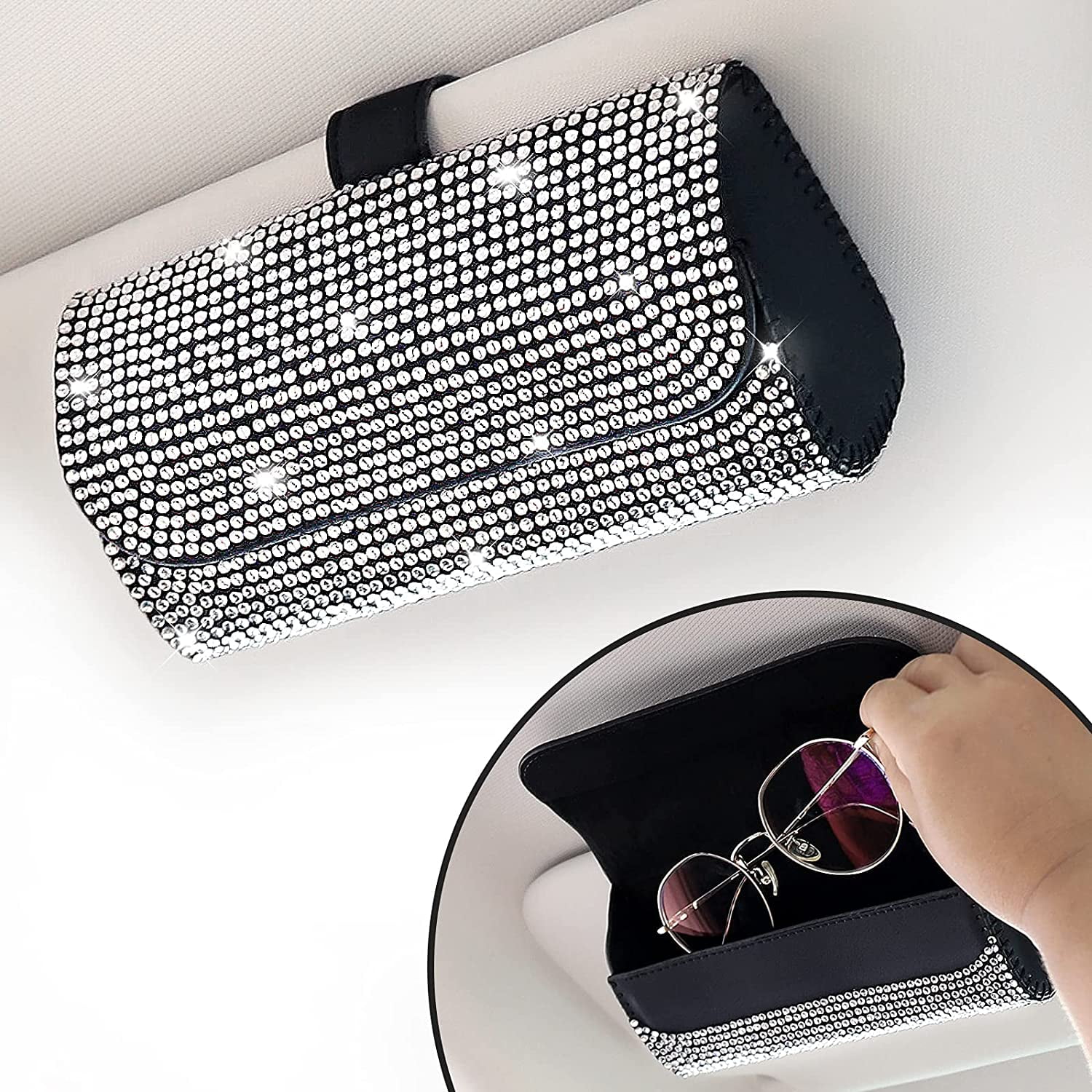 Sunglasses Holder for Car Sun Visor, Sparkling Eyeglasses Car Visor