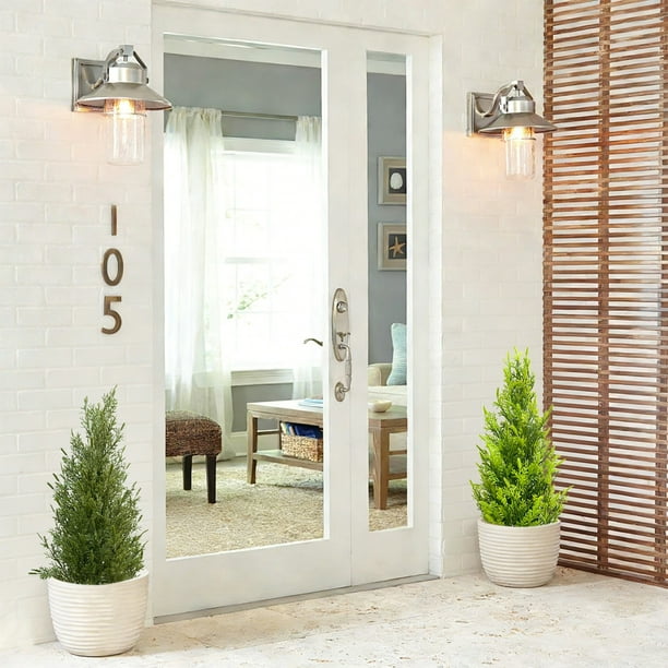 1 paquete de árboles topiarios artificiales de cedro con estacas para el suelo, plantas artificiales para exterior, decoración de porche y jardín, arbustos de ciprés en maceta (verde) JASKFLY