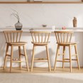 thumbnail image 3 of Joyyskill Modern Bar Stools Set of 3, 24" Wooden Counter Height Barstools, Modern Armless Farmhouse Bar Dining Chairs with Back & Footrest, Natural Oak, 3 of 7