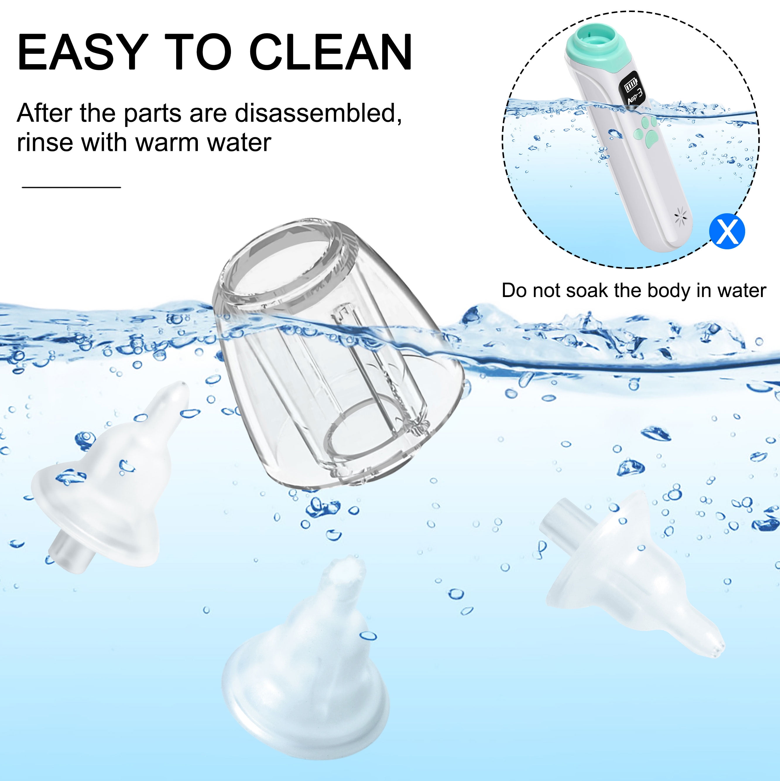 Rechargeable Nasal Aspirator for Baby, Electric Nose Sucker for Infants ,Automatic Nose Cleaner for Toddler,with Music & Colorful Lights,3 Strength Suction Levels