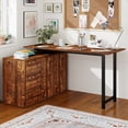 thumbnail image 4 of Costway 54.5” L-Shaped Computer Desk with File Cabinet, 3 Drawers & Charging Station Rustic Brown & Black, 4 of 10