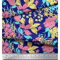 thumbnail image 2 of Soimoi Silk Fabric Leaves & Floral Artistic Printed Craft Fabric by The Yard 42 Inch Wide, 2 of 3