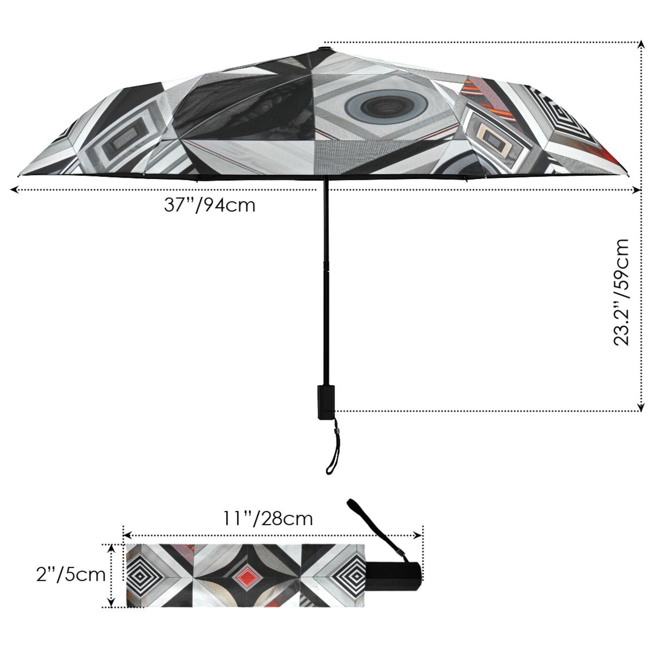 ALAZA Geometric Plaid Checkered Pattern UPF 50+ Compact Folding Umbrella for Rain Travel Umbrella Packable