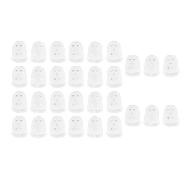 30pcs Guitar Silicone Finger Protectors Breathable Finger Cots Transparent Fingertip Protectors M Size