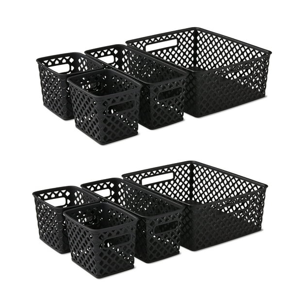 Mainstays Decorative Storage Basket, 8 Pieces, Black