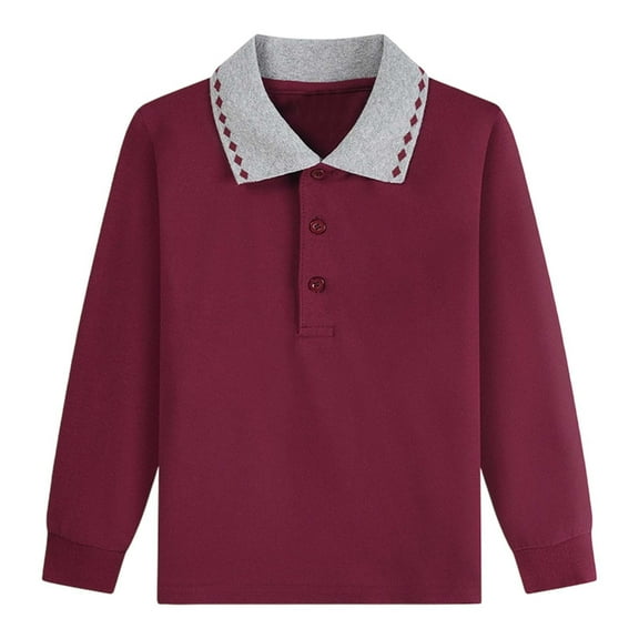 Byoo Toddler Boys Sweatshirt Solid Long Sleeve Lapel Buttons Pullover Sweatshirt Children's Casual Autumn Clothes