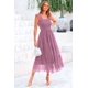 thumbnail image 3 of Vestido PRETTYGARDEN Midi de Tul Morado Sin Mangas con Fruncido Talle L, 3 of 7