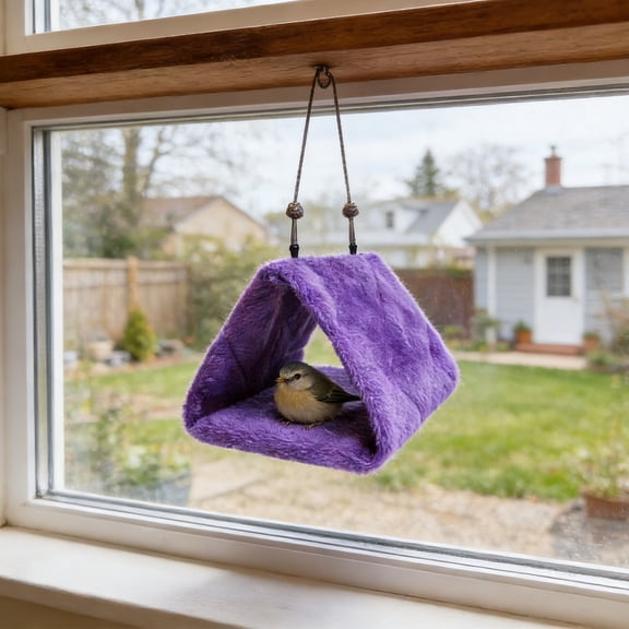 Parrot Triangle Hammock Solid Plush Bird Nest Hanging Cage Nest For Parrots Mynah Winter Warmth, Large Size