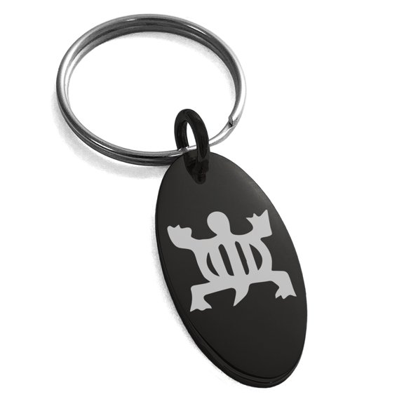 Stainless Steel Aztec Adaptability Rune Engraved Small Oval Charm Keychain Keyring
