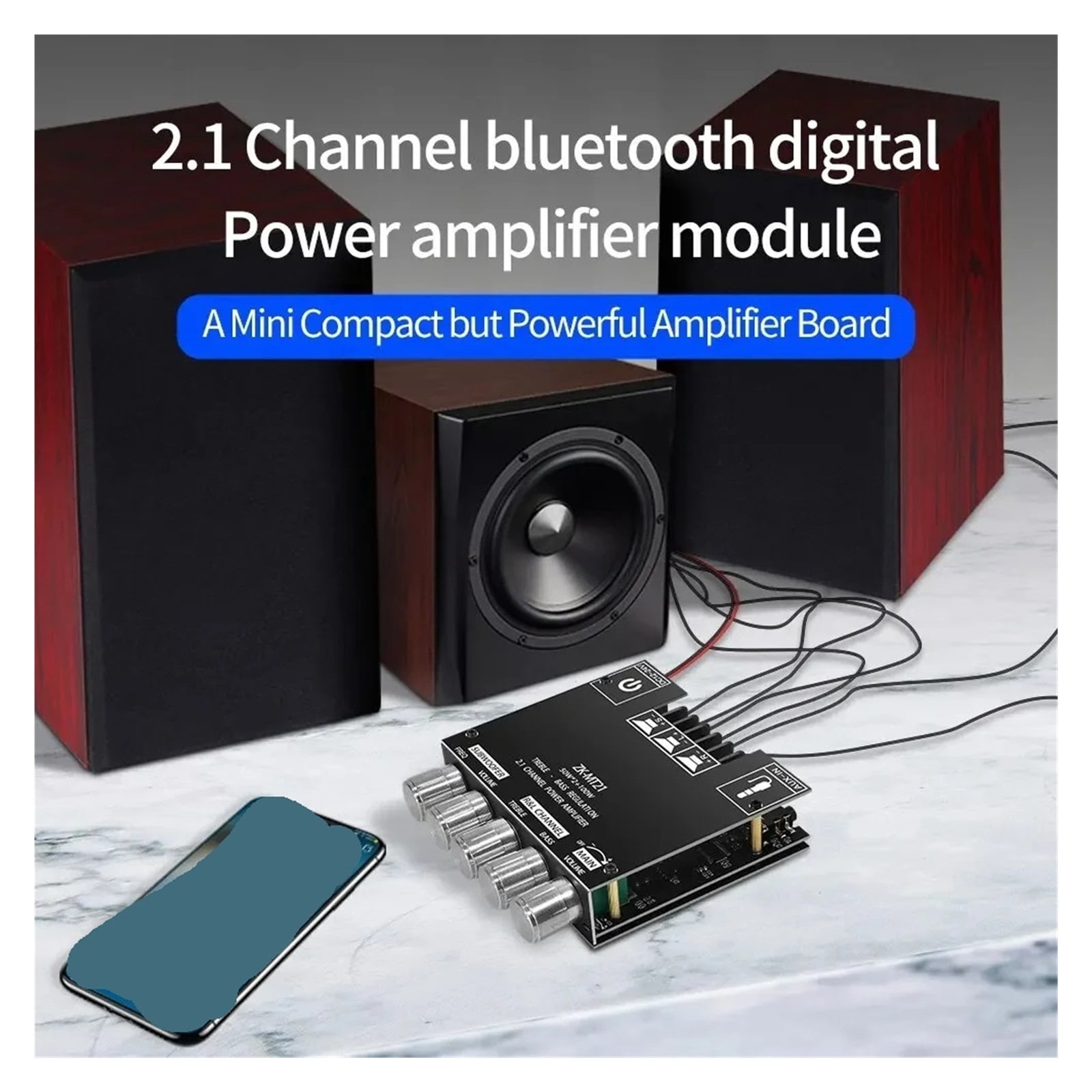 Power Amplifier Module Subwoofer Channel Digital AUX Blue Tooth Stereo Amp HiFi for Speaker ,Bass & Treble Control