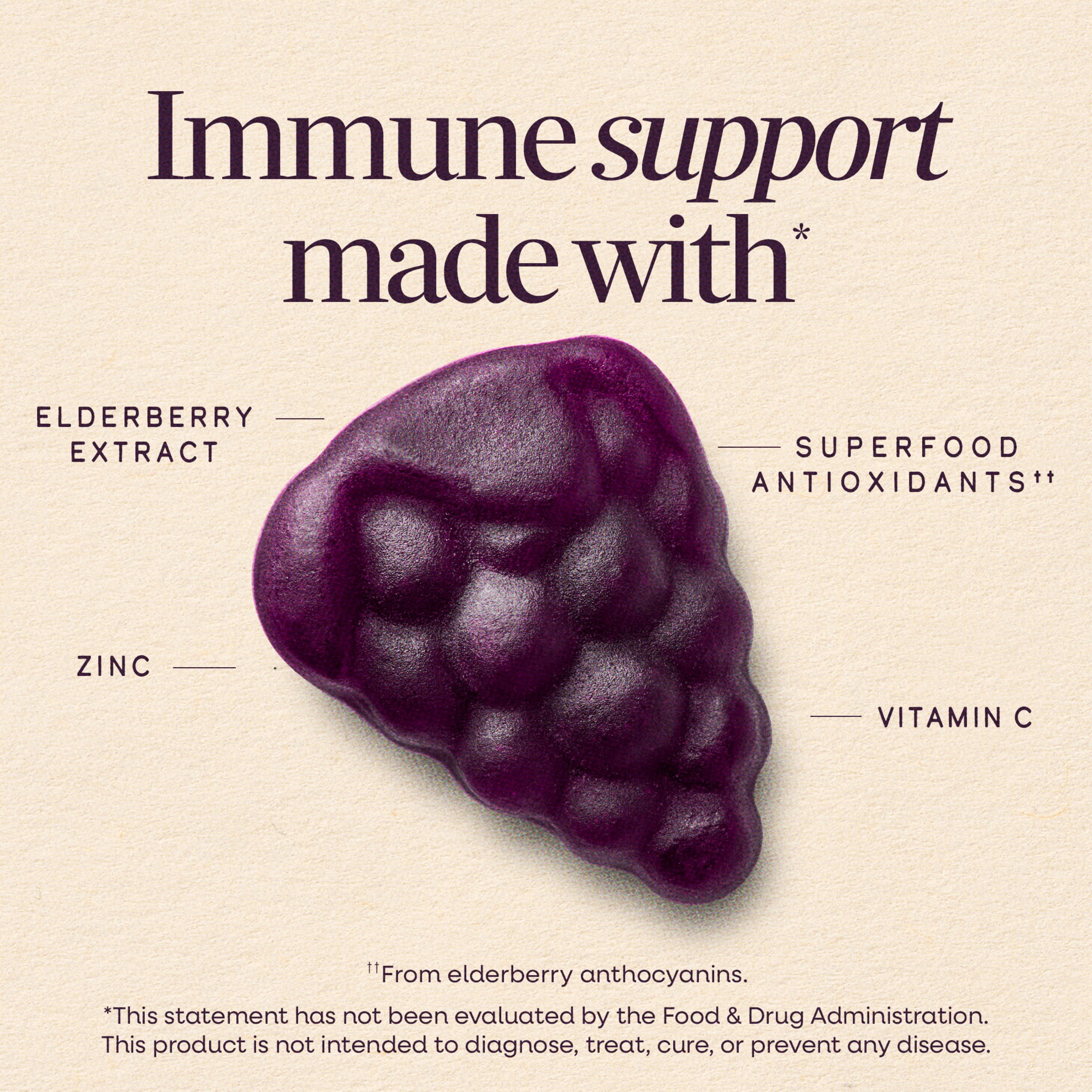 Nature’s Way Sambucus Immune Gummies for Kids, with Elderberry, Vitamin C and Zinc, Unisex, 60 Count