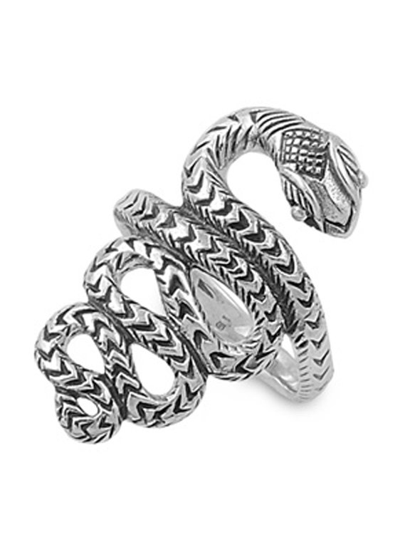Sterling Silver Women's Tribal Snake Ring Wholesale 925 Band 15mm Jewelry Female Male Unisex Size 10