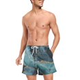 thumbnail image 3 of FORMRS Mens Swim Trunks Mesh Liner Quick Dry Casual Beach Board Shorts with Pockets, Sizes S-2XL, Black Marble, 3 of 9