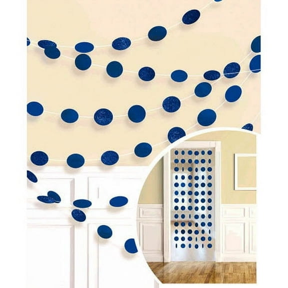 Royal Blue Glitter Dot Garland (6pc)