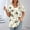 Beige, variant on HOMBOM Blouses for Women Beige Tunic Casual Pleated V Neck Short Sleeve Floral Shirts M